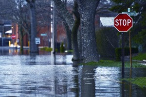 Flooded Street of Des Plains City - Severe Weather