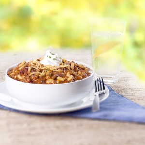 Mountain House Chili Macaroni at the dinner table