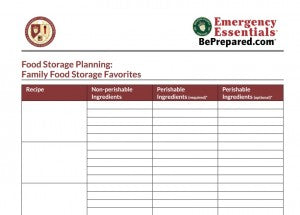 Food Storage Menu Planner Download Image