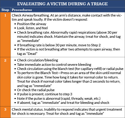 Evaluating a Victim During Triage