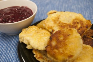 Southern food: Chicken Hushpuppies with Blackberry Mustard