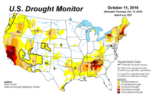 us-drought-monitor-as-of-october-11-2016 Lingering Drought