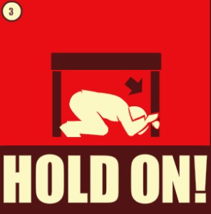 Earthquake safety tip: hold on