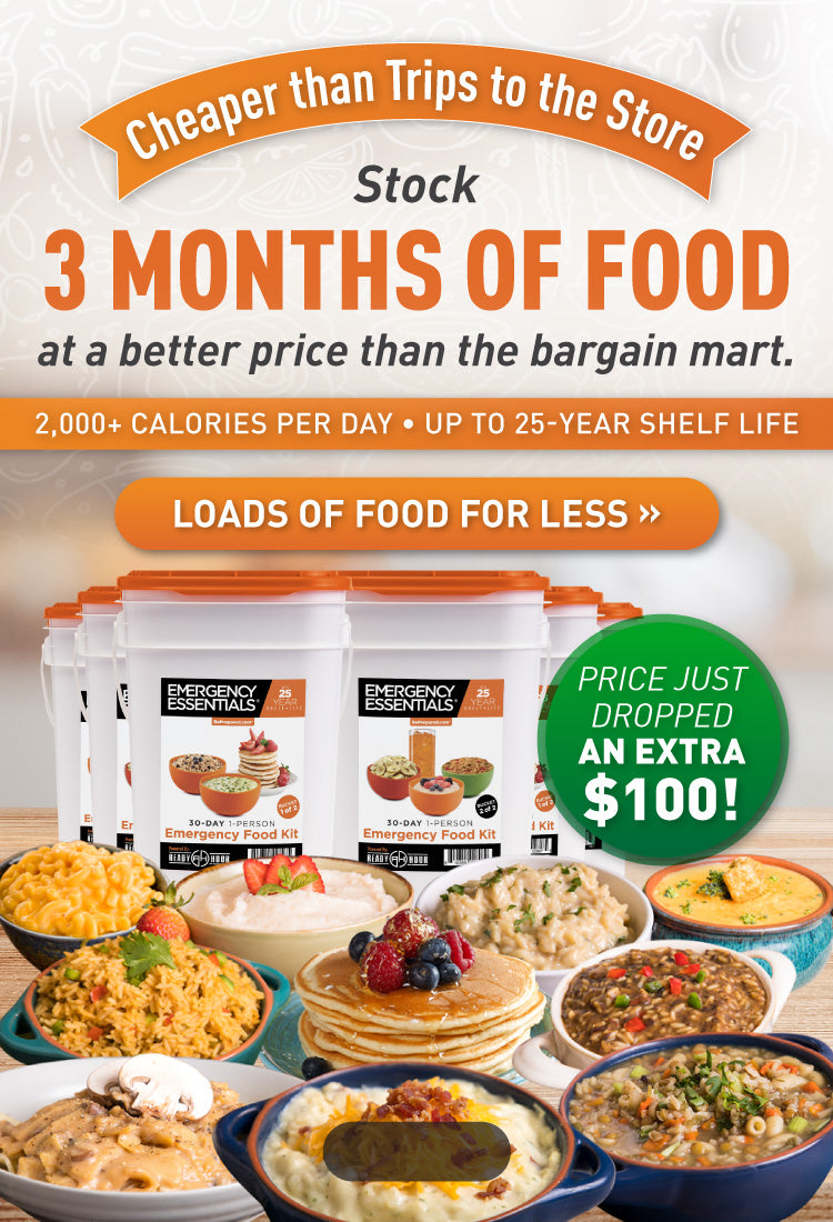 Stock 3 months of food at a better price than the bargain mart.