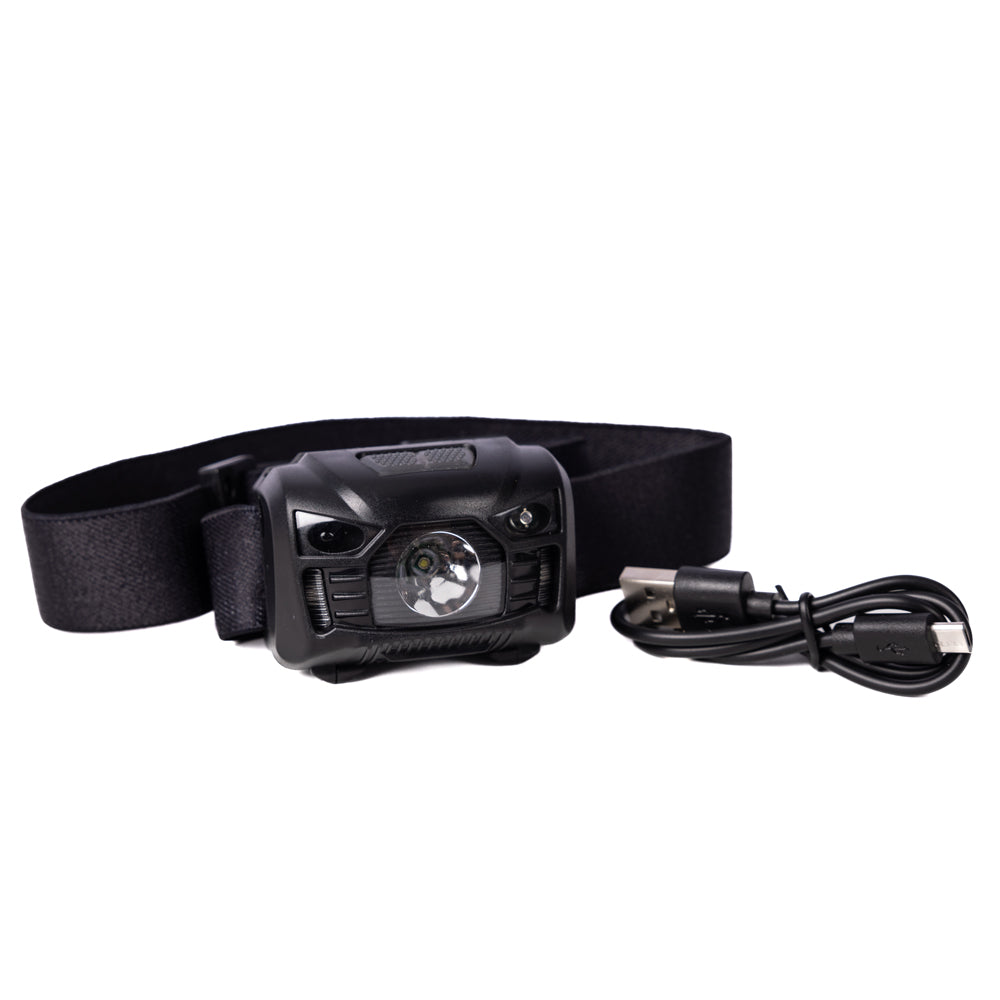 LED Headlamp with Motion-Sensor, Red Night Vision Mode, Strobe, and Rechargeable Battery by Ready Hour