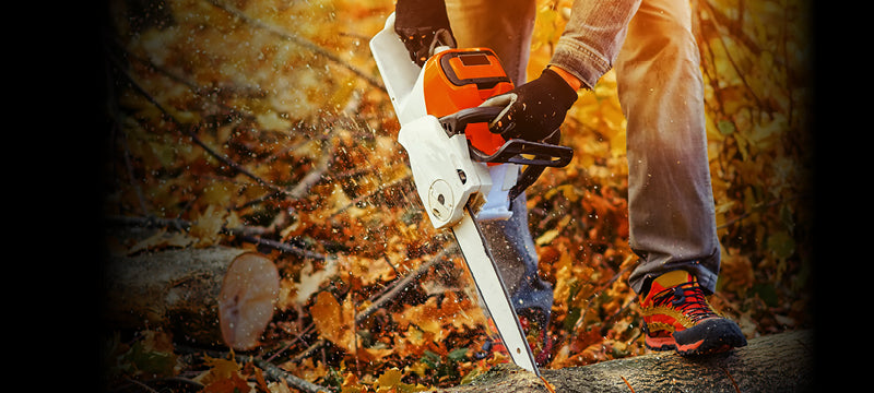 Chainsaw cutting branches