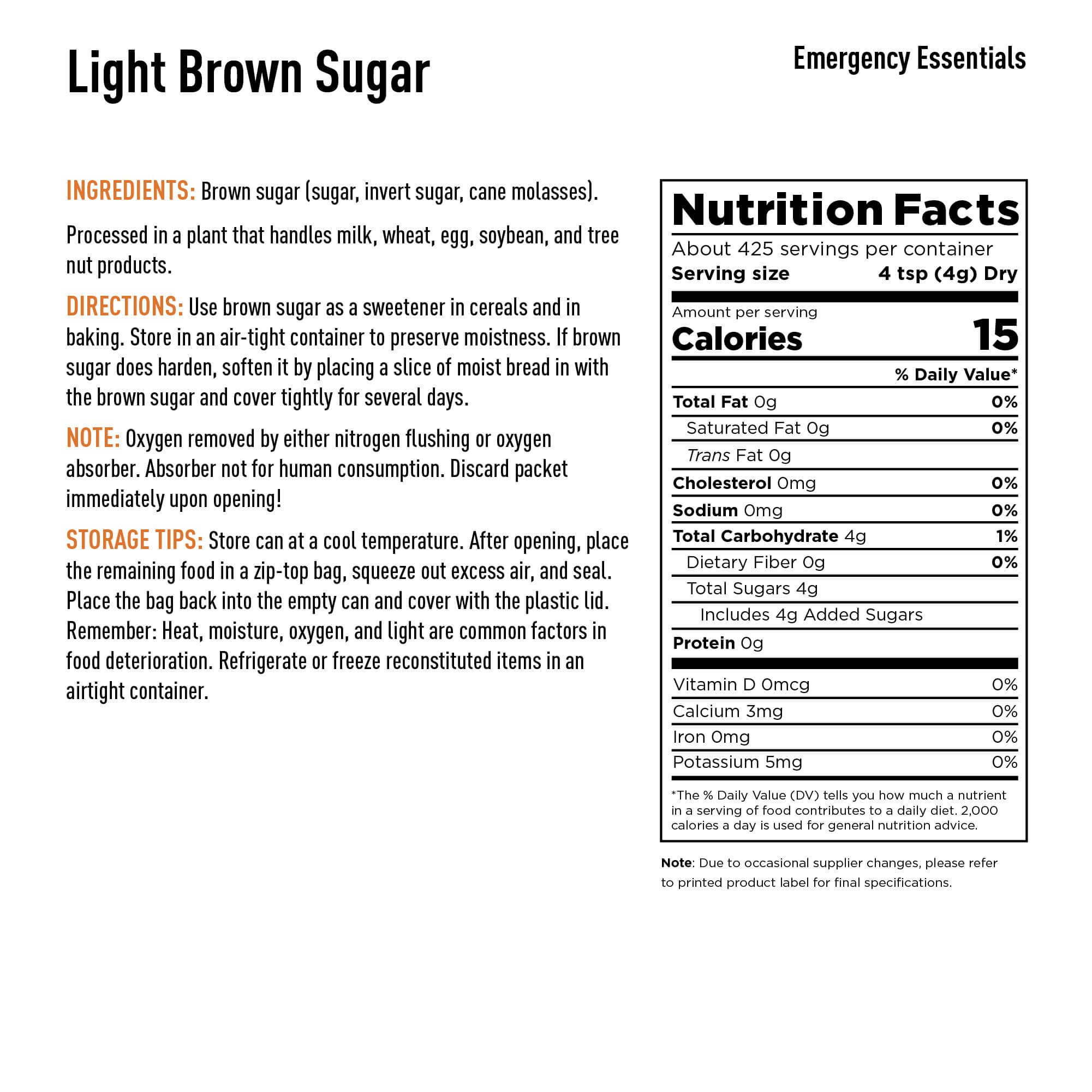 Brown Sugar Nutrition
