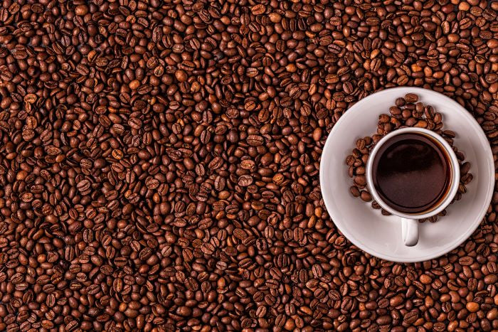 coffee beans and a mug