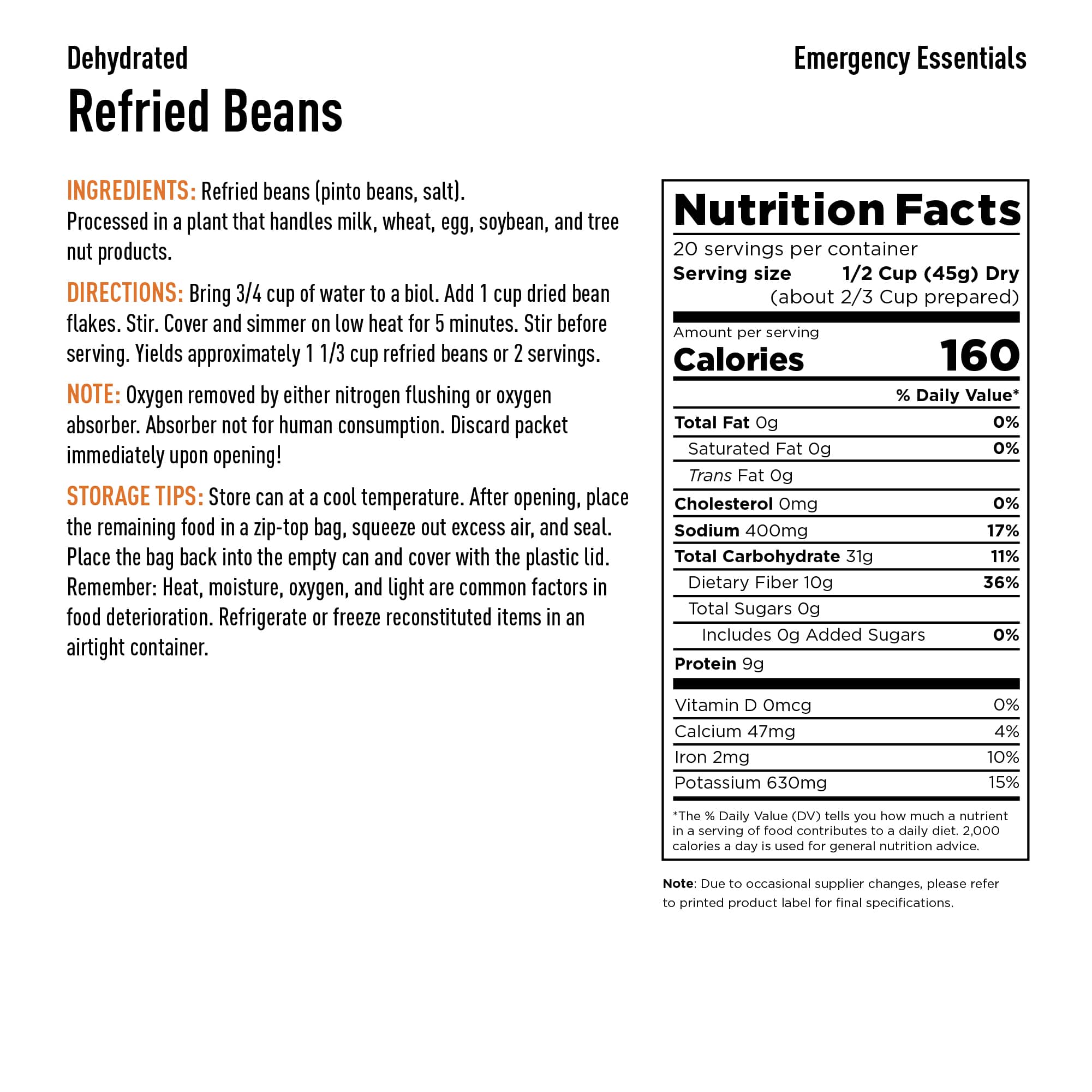 Refried Beans Nutrition Info