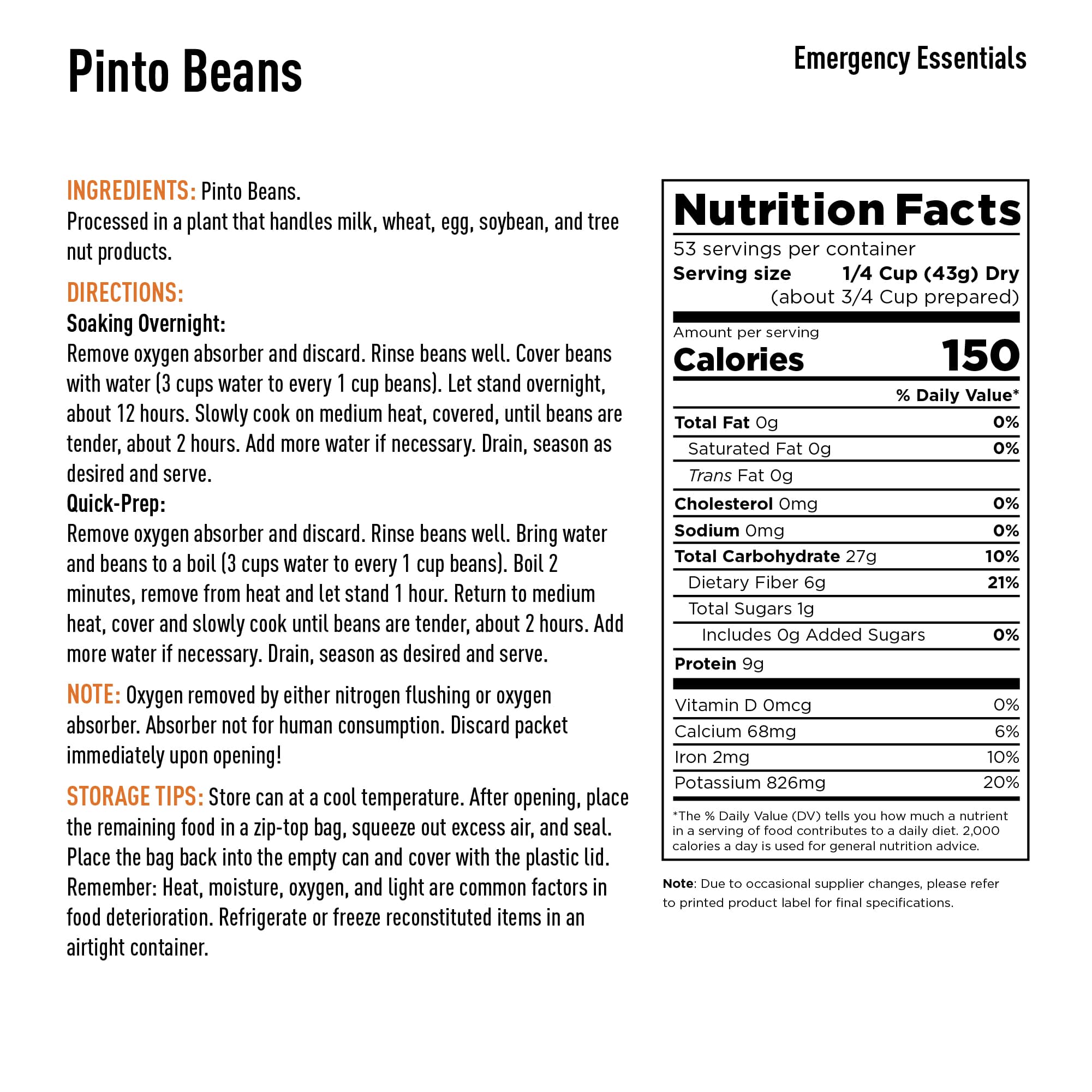 Pinto Beans Nutrition Info