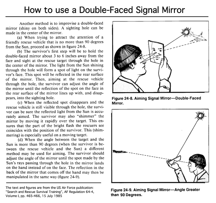 old army manual instructions on how to use a signal mirror