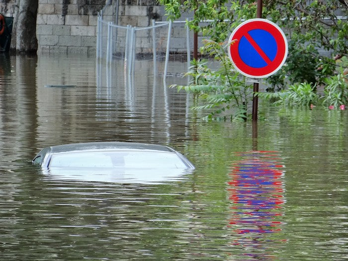 Car Underwater in a Flood