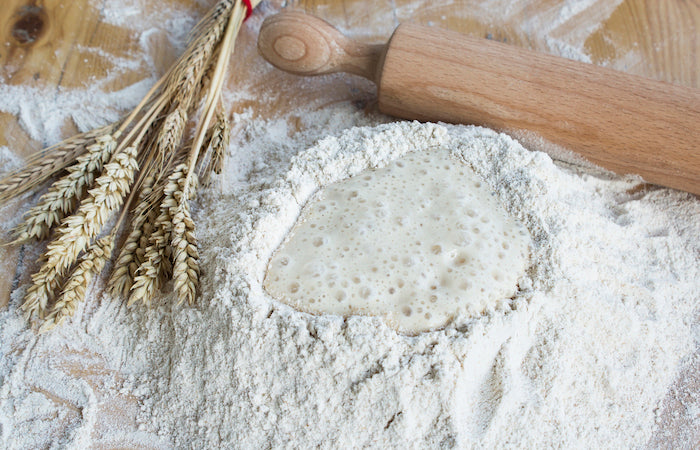 flour and bubbling yeast